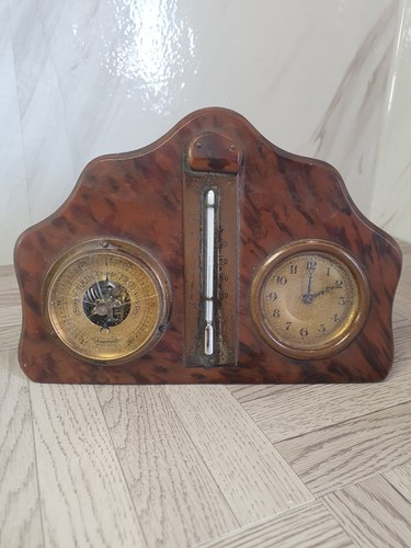 Antique clock weather station - antique,