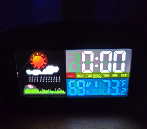 Multi coloured led alarm clock - multi-coloured,
